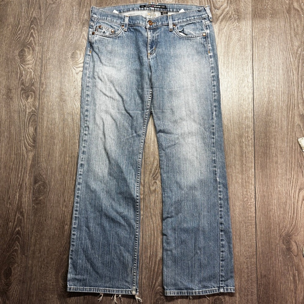 DKNY Jeans Vintage Womens 13R Medium Wash Bootcut Denim Y2K Distressed Hem
